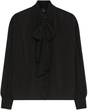 Marella Crepe Georgette Tie-Up Blouse - Black