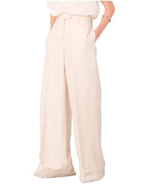 Officine Generale Casual Trousers With Belt Loops - Natural