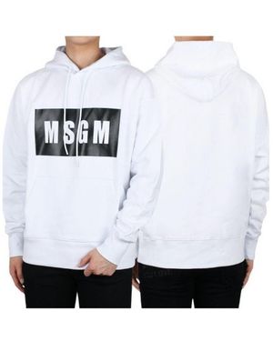 MSGM Logo-Print Cotton Hoodie - White