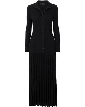Proenza Schouler Jada Pleated Ribbed-Knit Wool Maxi Dress - Black