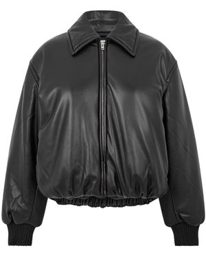 Acne Studios Coated Long Sleeve Oversized Fit Bomber Jacket - Black