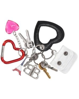 Balenciaga Lock And Heart Of Crystals Charm Keychain in