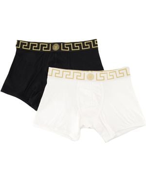 Versace Two-Pack Logo-Waistband Boxers - Black