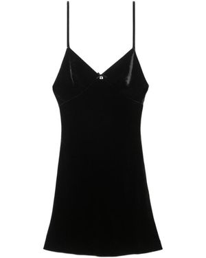 Alexander Wang Logo-Charm Velvet Dress - Black