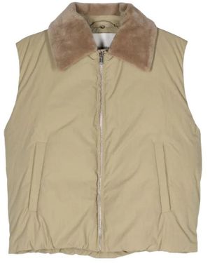 Nanushka Fleece-Collar Padded Gilet - Natural