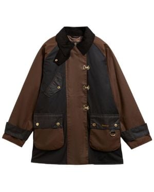 Barbour Felton Checked Waxed Jacket - Brown