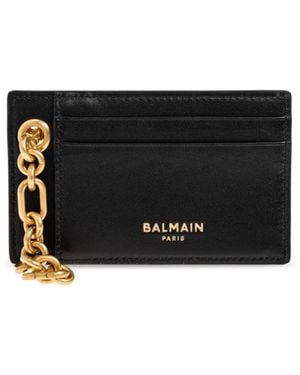Balmain Monogram Chain Card Holder Wallet - Black