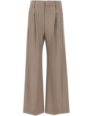 Victoria Beckham Pleated Wide-Leg Trousers - Grey