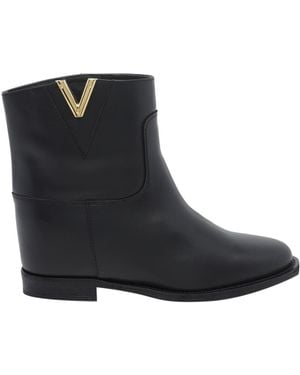 Via Roma 15 Round-Toe Ankle Boots - Black