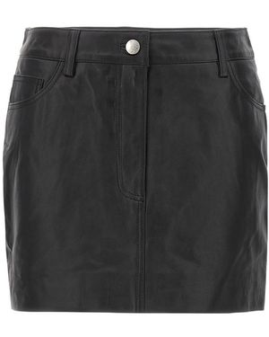REMAIN Birger Leather Straight Miniskirt - Black