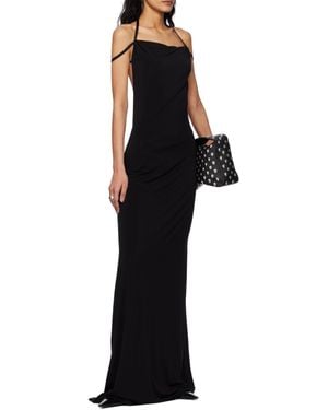 Marine Serre Draped Jersey Cowl Neck Dress - Black