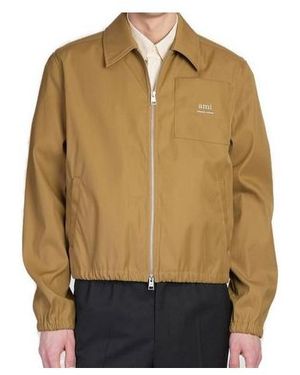 Ami Paris Long-Sleeved Zipped Jacket - Natural