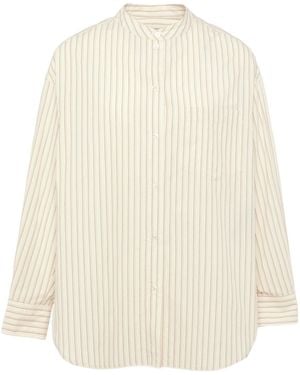 Yves Salomon Long-Sleeve Striped Shirt - White