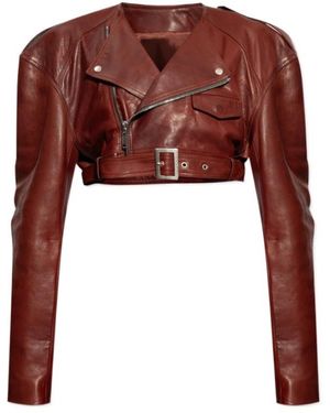 Rick Owens Belted Cropped Biker Jacket - Brown