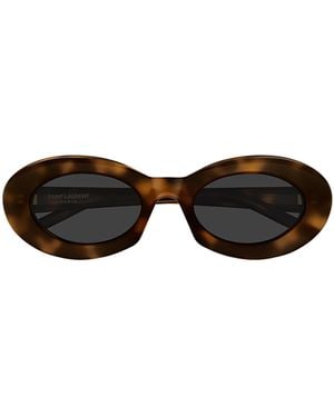 Saint Laurent Eyewear Oval Frame Sunglasses - Brown