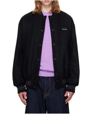 vowels Stand-Collar Baseball Jacket - Blue