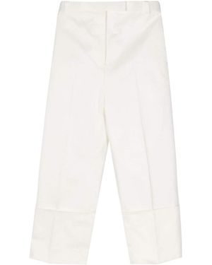 Thom Browne Pressed-Crease Tapered Trousers - White