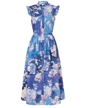 Erdem Flared Floral Midi Dress - Blue