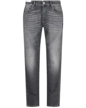 Pt Pantaloni Pt Torino Logo Patch Mid-Rise Slim-Cut Jeans - Grey