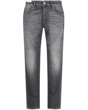 Pt Pantaloni Pt Torino Logo Patch Mid-Rise Slim-Cut Jeans - Grey
