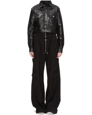 Rick Owens Drkshdw Fw26 Tower Cape Sleeve Cropped Outershirt - Black