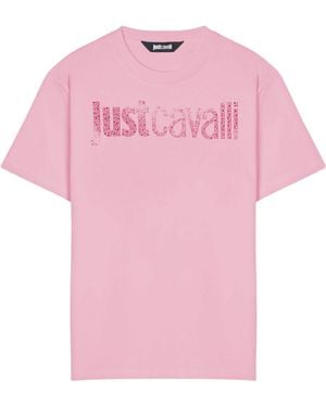 Just Cavalli Studded Logo T-Shirt - Pink
