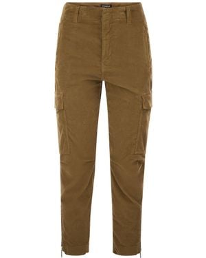 Dondup Eve Velvet Cargo Trousers - Natural