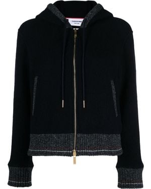 Thom Browne Fleece Drawstring Zipped Cardigan - Black