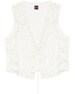 BOSS Lace Tie-Fastening Top - White