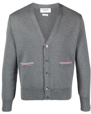 Thom Browne Stripe-Detailed Wool Cardigan - Grey