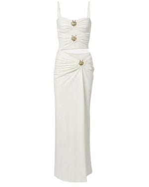 Christopher Esber Mineral Stone Cutout Jersey Maxi Dress - White