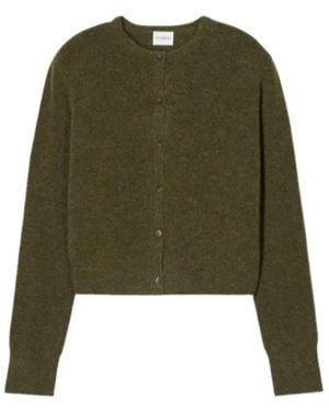 Closed Crew-Neck Cardigan - Green