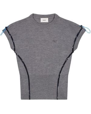 Coperni Cap-Sleeves T-Shirt - Gray