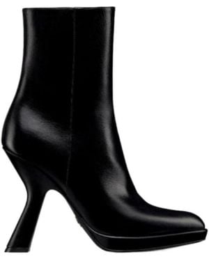 Dior Christian Pointed Toe Zip-Up Boots - Black