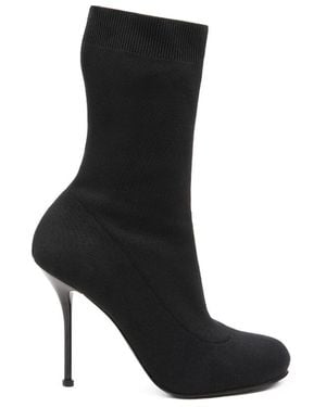 McQueen Pull-On Rib-Knit Boots - Black