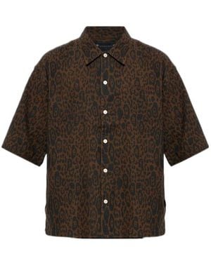 AllSaints Leopard Print Short Sleeve Shirt - Brown