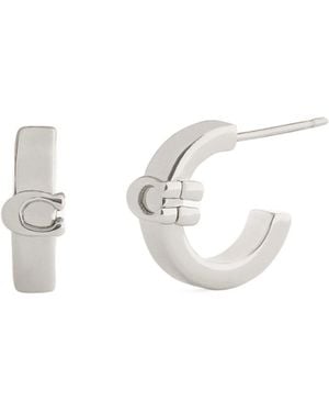 COACH Small Round Earrings - White