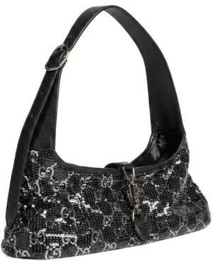 Gucci Jackie Slim Metallic Evening Bag - Black