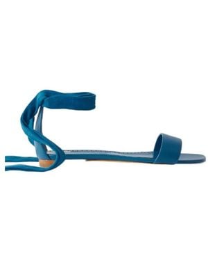 Manolo Blahnik Flat Strap Sandals - Blue