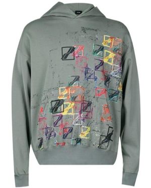 we11done Abstract Print Hoodie - Grey