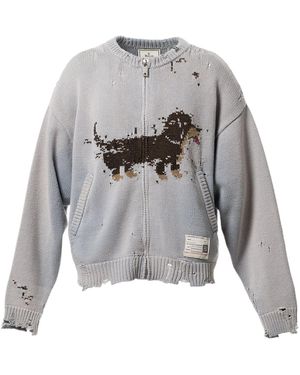 Maison Mihara Yasuhiro Dog Jacquard Knit Cardigan - Grey