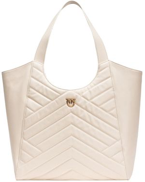 Pinko Love Birds Plaque Top Handle Bag - White