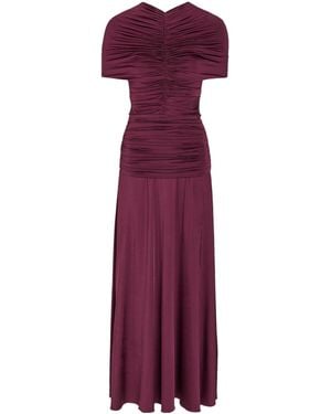 Self-Portrait V-Neck Cape Dress - Purple