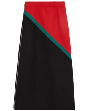Gucci Colour Blocked A-Line Midi Skirt - Black