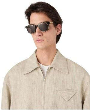 Bottega Veneta Classic Square Clip On Sunglasses - Natural