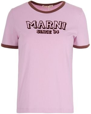 Marni Logo Printed T-Shirt - Pink
