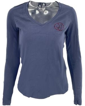 Armani Jeans V-Neck Long-Sleeved T-Shirt - Blue
