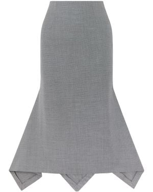 The Attico Wool Blend Midi Skirt - Gray