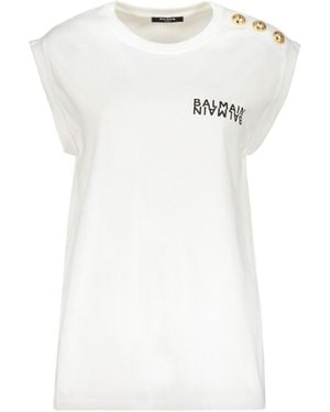Balmain Logo Detailed Sleeveless Tank Top - White