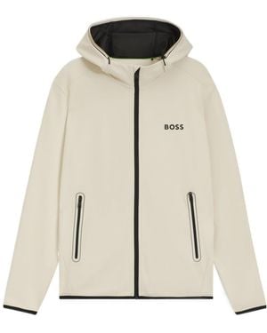 BOSS Hooded Zip-Front Jacket - Natural
